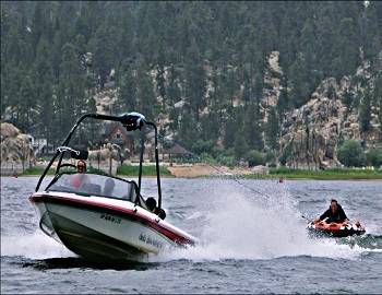Boat Tubing on Big Bear Lake